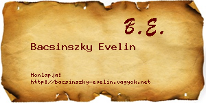 Bacsinszky Evelin névjegykártya